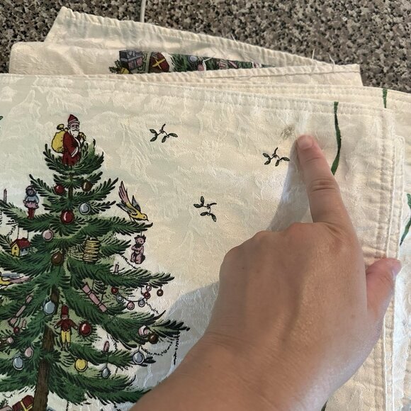 Spode Christmas Tree Tablecloth & 4 Placemats Oblong 98X57 Cream English Cottage - Picture 5 of 11